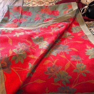 Floral Red and Green Tapestry